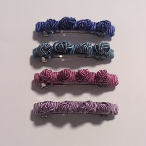 Elegant Floral Hair Clip Set - Blue, Teal, Pink,‎ Purple